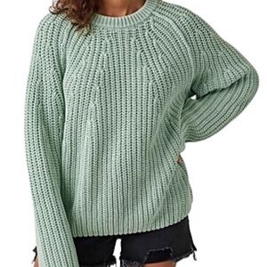 Free People take me home cotton Mint Green Women's Sweater